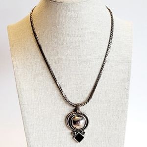 Chico's Necklace, Geometric Pendant Silver-tone Mirror Dome Necklace, Women's